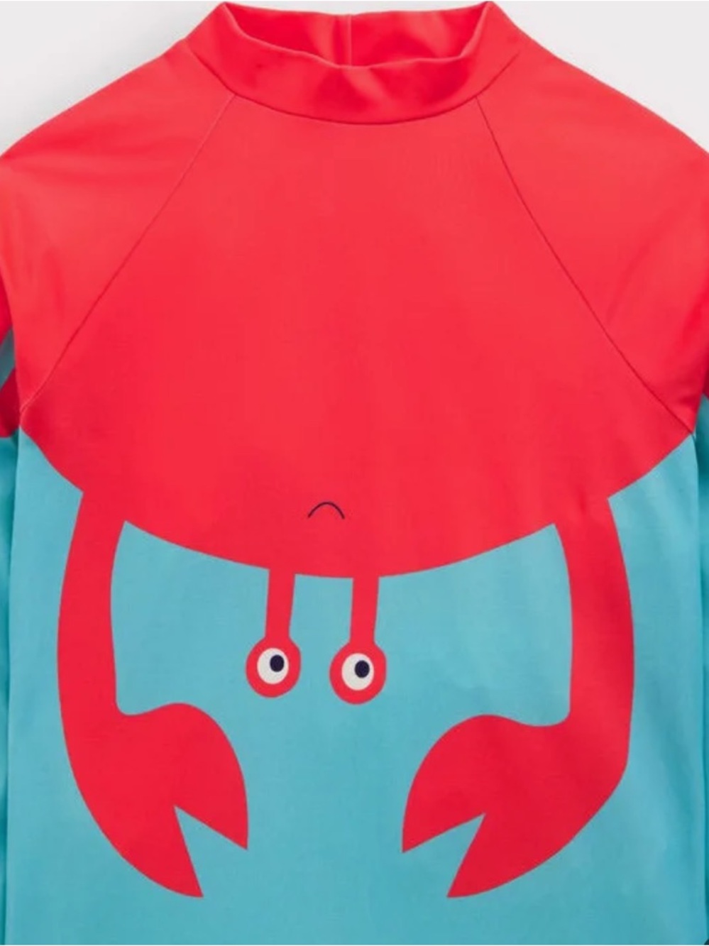 Mini Boden Boys Crab Rashguard in Bright Red and Aqua